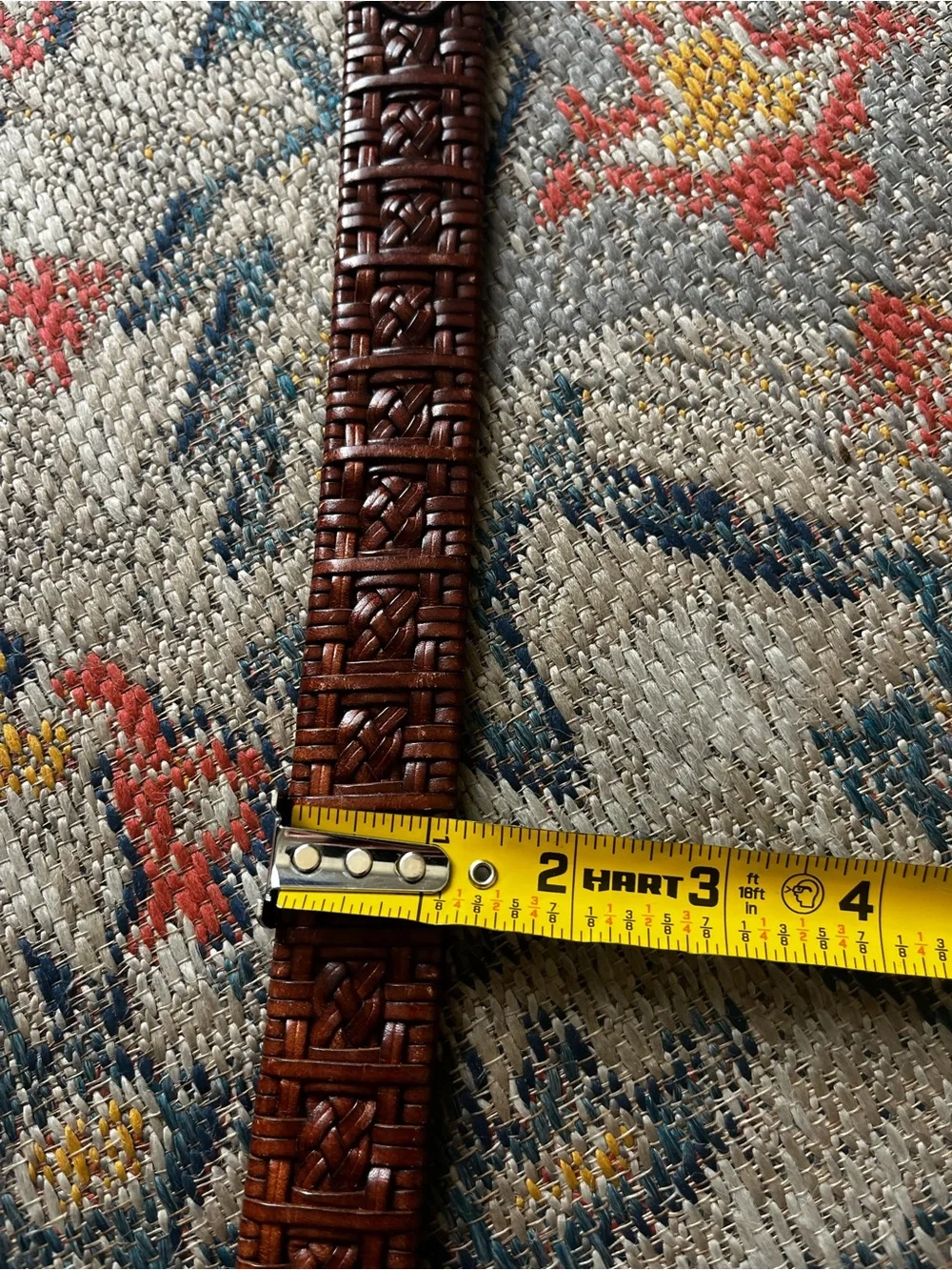 Handcrafted Woven Chestnut Brown Leather Belt with Polished Buckle Unbranded